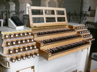 Weißenau, ehem. Klosterkirche, Spieltisch der Holzhay-Orgel